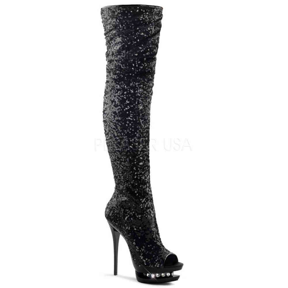 Pleaser - BLONDIER3011 Cuissardes à plateforme - Chaussures de pole dance - Noir Product image